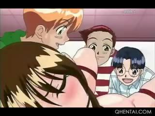 Tiga animasi pornografi anak laki-laki gambar/video porno vulgar mempermainkan mereka mahasiswi sedikit twat